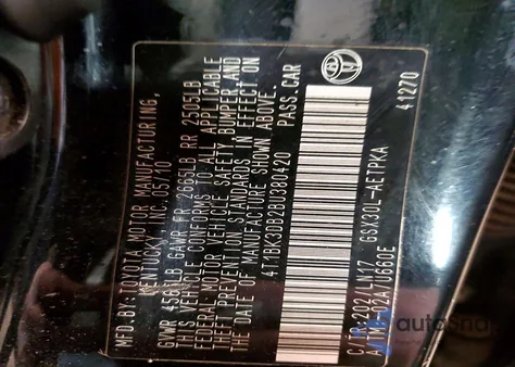 2011 Toyota Avalon Base z USA, uszkodzony, nr VIN 4T1BK3DB2BU380420